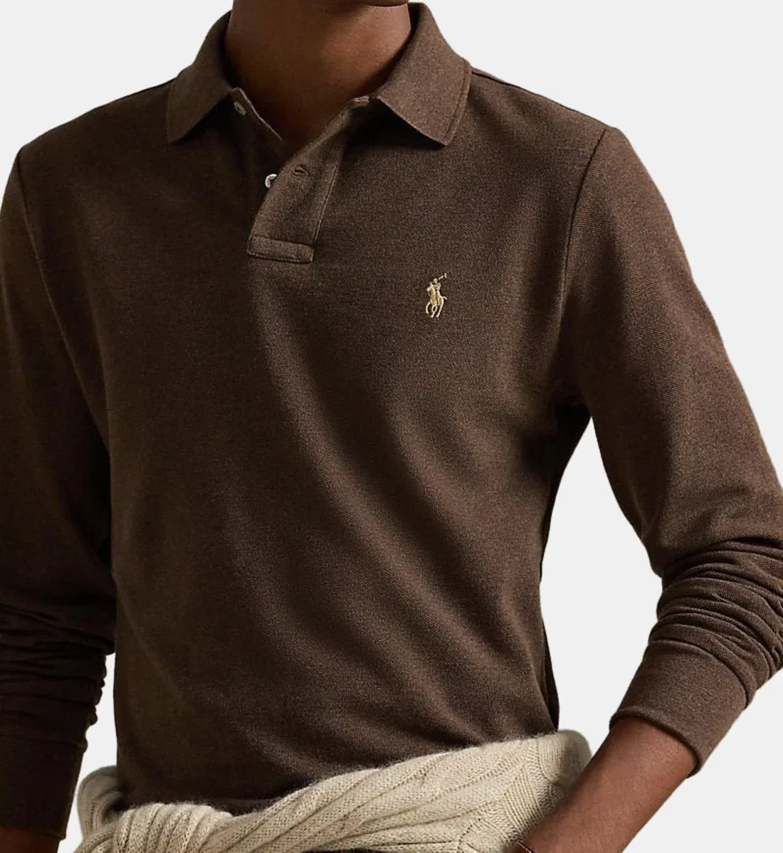 Слим-поло из хлопкового пике POLO RALPH LAUREN, коричневый — фото 4