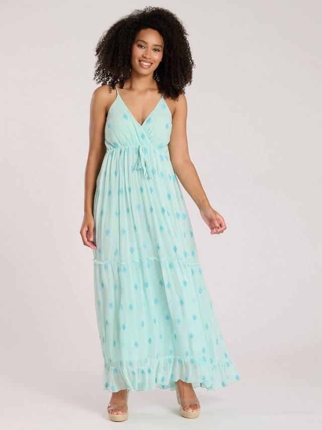 

Макси-платье с ками и декольте V-образной формы с пайетками South Beach, Mint