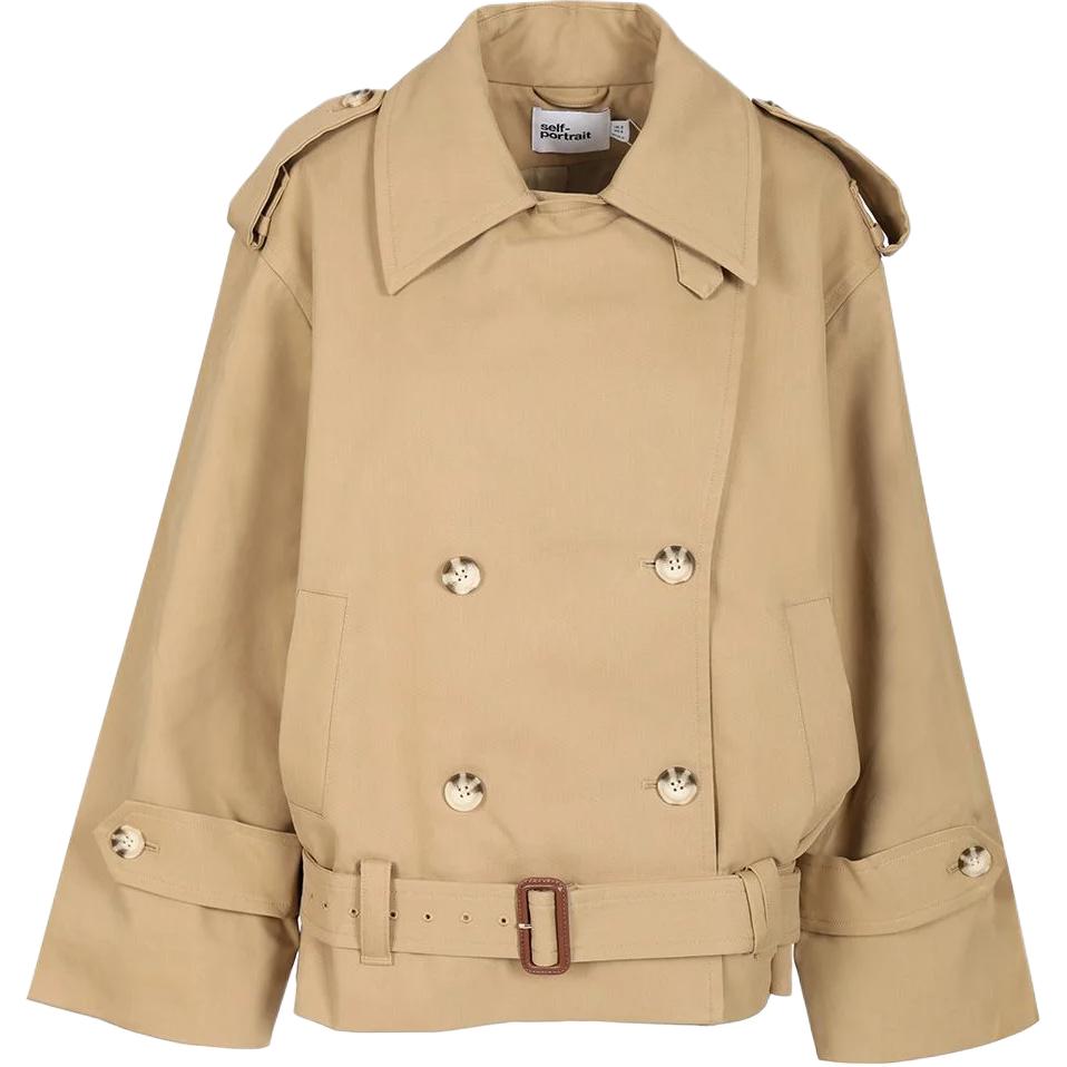 

Куртка-тренч Self portrait с поясом и низкой посадкой Self-portrait, бежевый