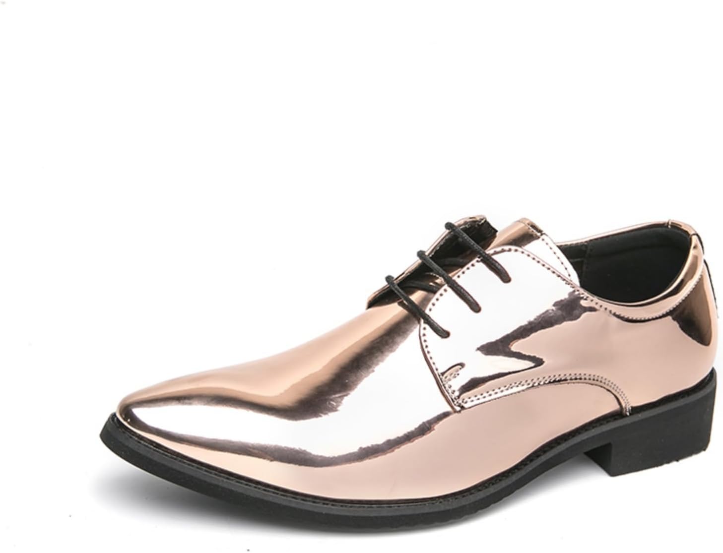 

Мужские ретро туфли-оксфорды из блестящей лакированной кожи на шнуровке, с заостренным носком, массивным каблуком, противоскользящие, повседневные для делового стиля, выпускного или вечеринки Qwuieoin, золотой