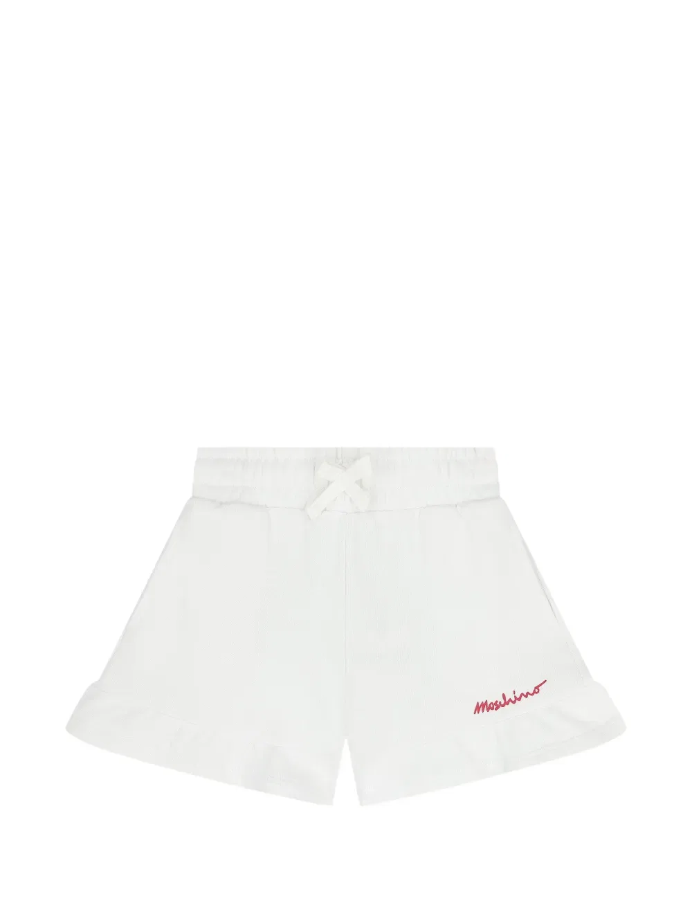 Фирменные шорты с рюшами Moschino Kids, белый