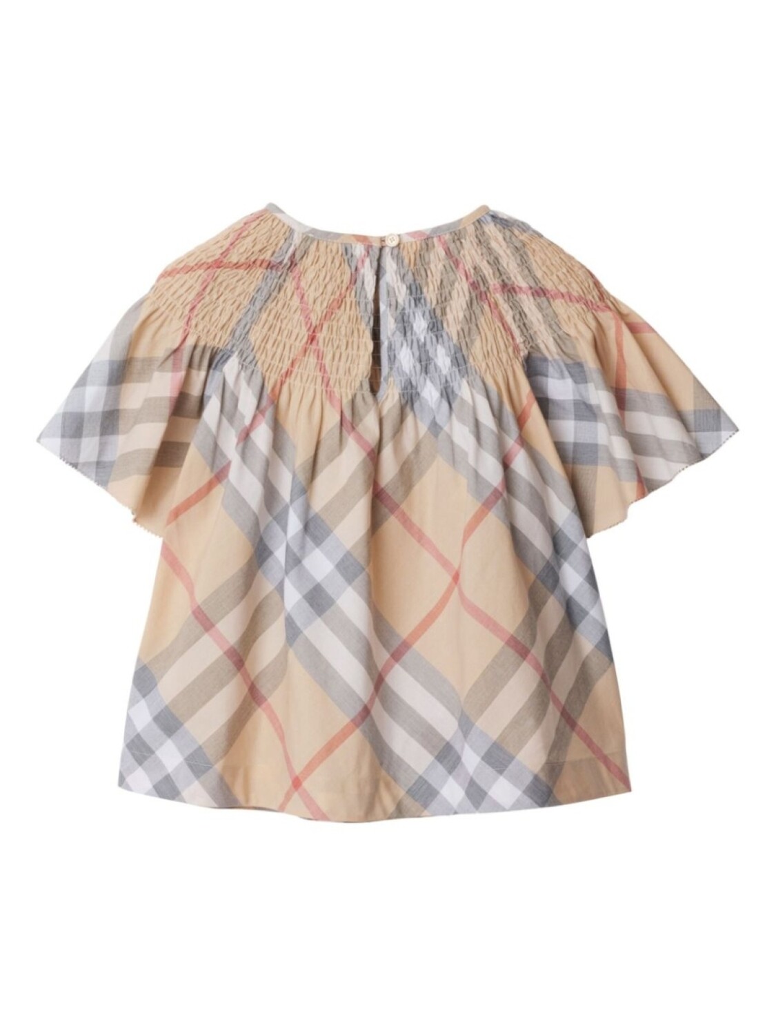 Клетчатый хлопковый топ Burberry Kids, нейтральный цвет — фото 2