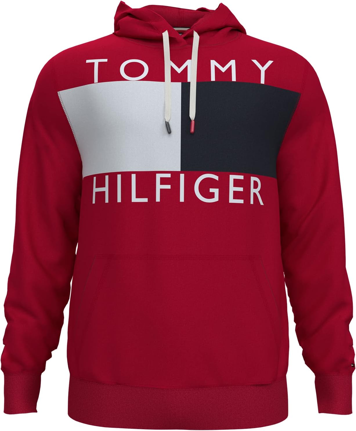 Мужская флисовая толстовка с капюшоном и логотипом Tommy Hilfiger с длинным рукавом, Apple Red — фото 3