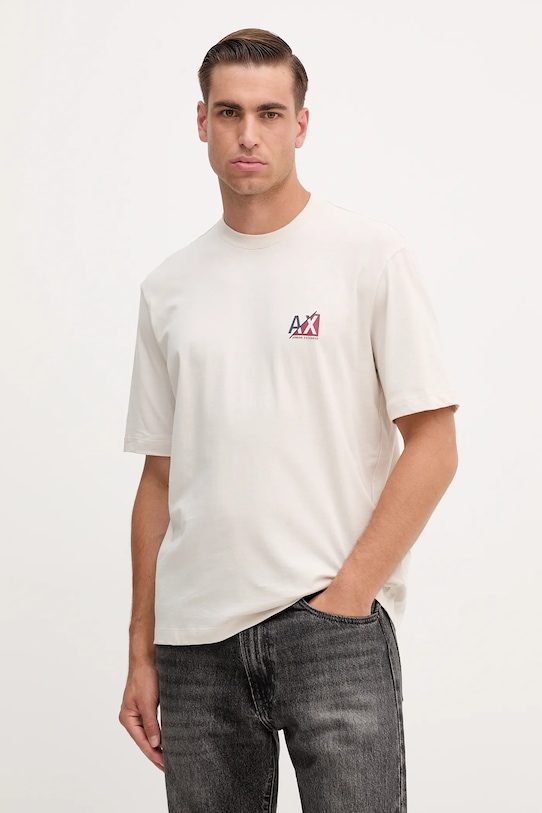 

Хлопковая футболка Armani Exchange, бежевый