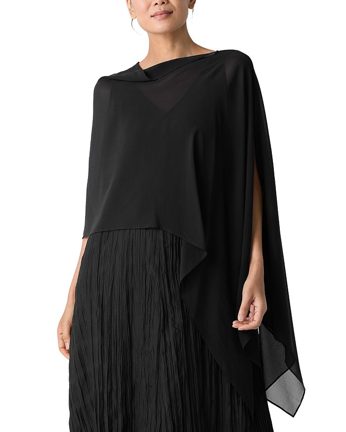 

Прозрачная шелковая куртка-пиджак-кимоно из шифона Georgette Silk Wrap Eileen Fisher, черный