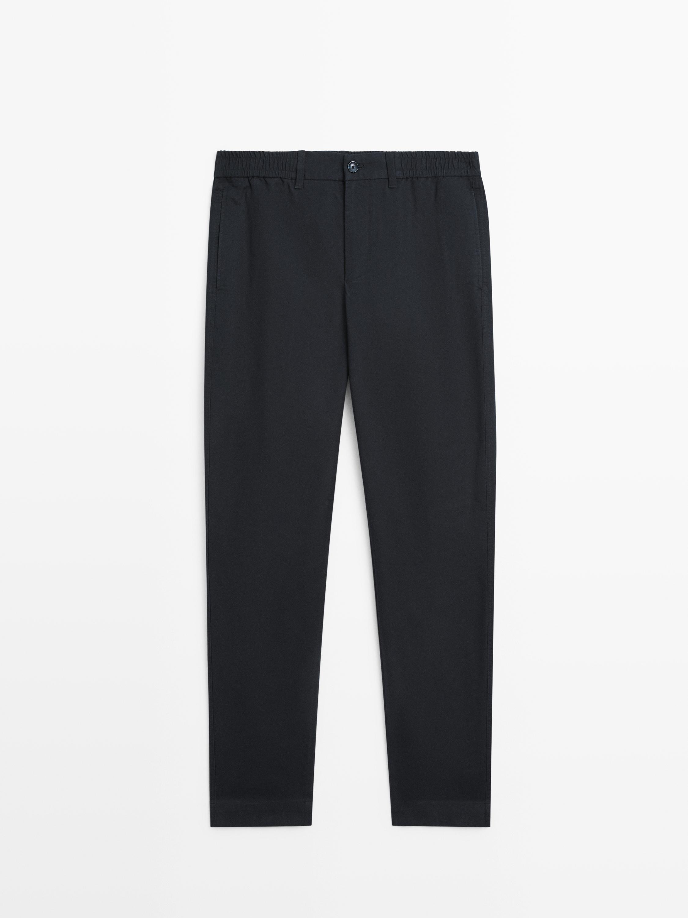 Брюки jogger из хлопковой смеси Massimo Dutti, navy blue — фото 2