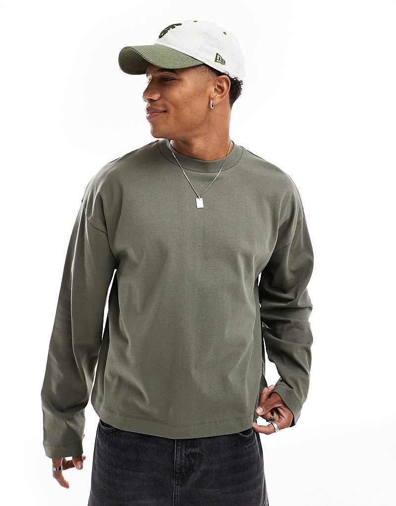 

ASOS DESIGN Essential — футболка свободного кроя с длинными рукавами плотностью 240 г/м² цвета хаки