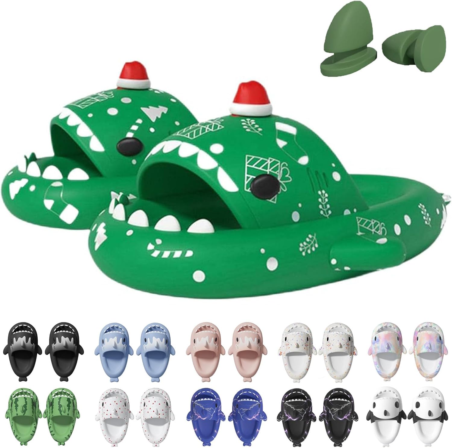 

Сланцы Jfxgjuv Ice Cream с акулой, сланцы с 3D забавными плавниками, унисекс сланцы с облаками и акулой, ЭВА сланцы с открытым носком для душа, бассейна, пляжа, зеленый