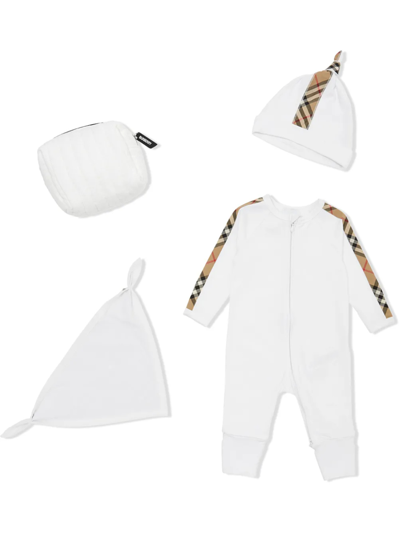

Burberry Kids комплект для новорожденного со вставками в клетку, белый