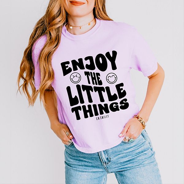 

SWSmiley enjoy the little things - женский бокси кроп топ с принтом Simply Sage Market, Orchid