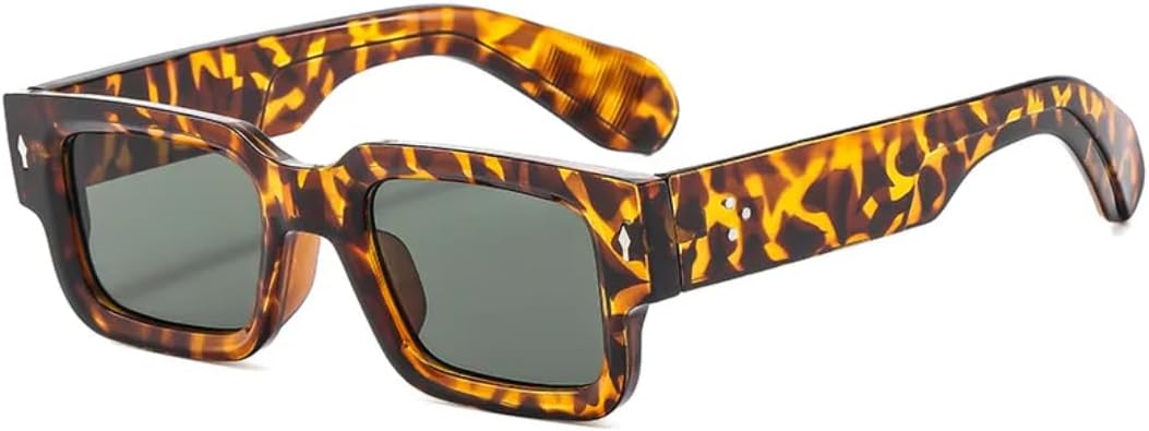 

Ретро-модные панк-солнцезащитные очки прямоугольной формы для женщин и мужчин, классические винтажные, с защитой от УФ-излучения UV400, для использования на открытом воздухе VFDHN, Leopard