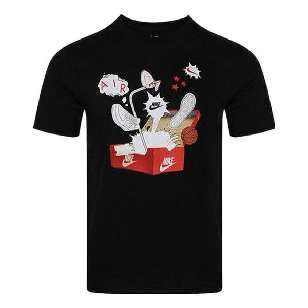 

Футболка Men's Nike Cartoon Shoes Box Logo Printing Round Neck Sports Short Sleeve Black T-Shirt, мультиколор