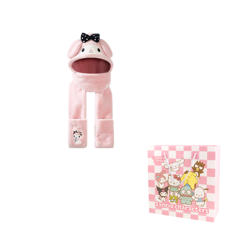 

Капюшоны Melodi и плюшевые шапки Unisex Sanrio, my melody розовый three-piece set