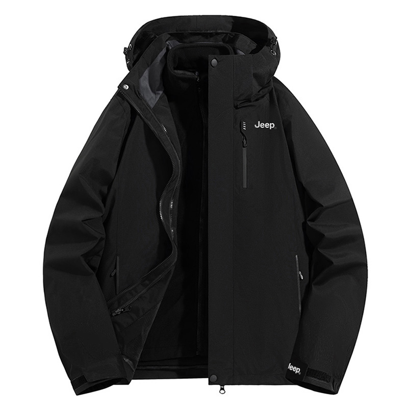 

Jeep Куртка серии Черный рыцарь мужская королевский синий, Pure Black[Fleece Liner+Three-Proof Shell]
