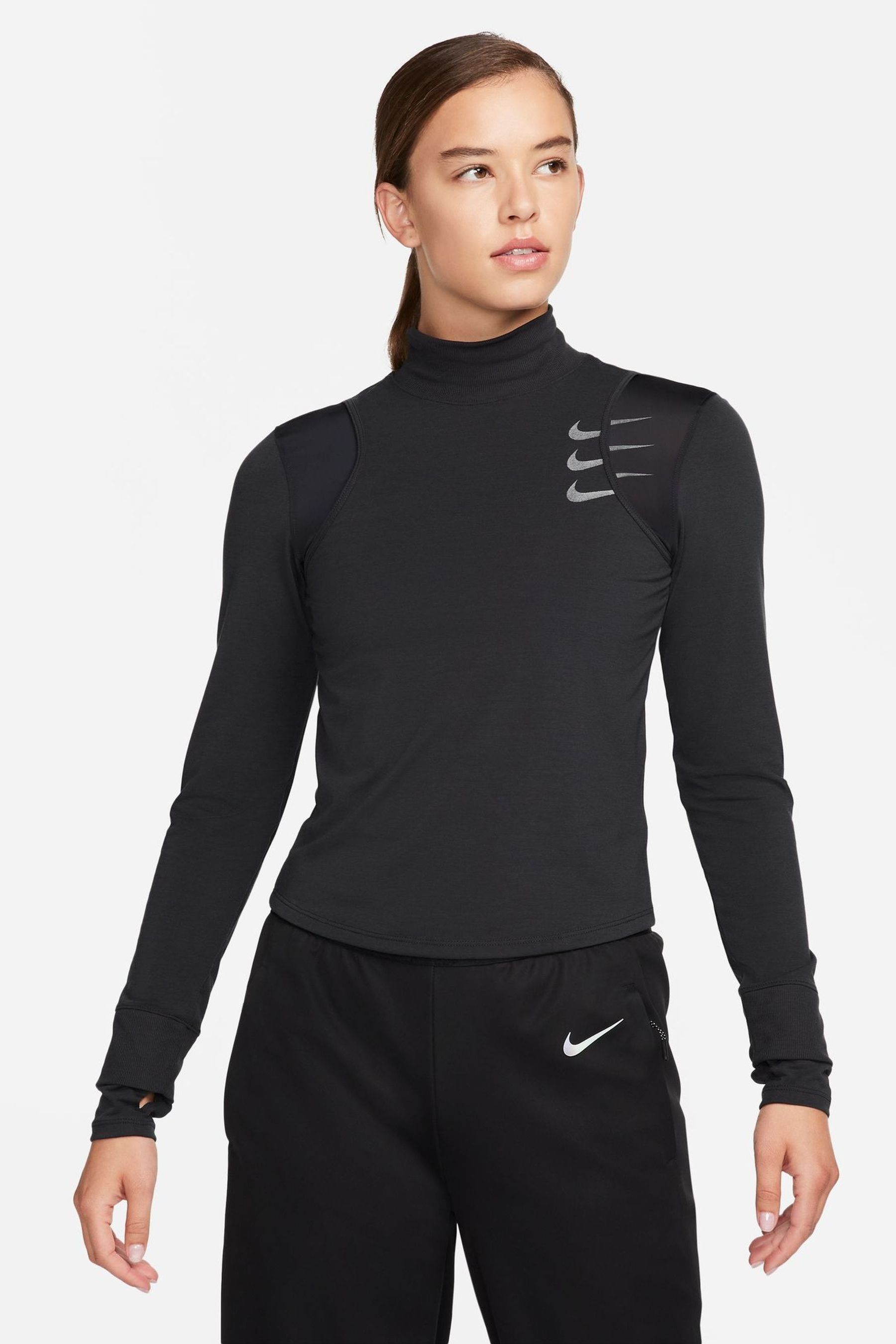 

Беговая майка с длинным рукавом Dri Fit adv run division Nike, черный