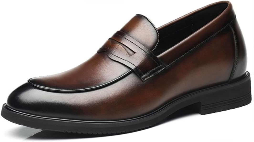 

Мужские туфли-слипоны UKUBOXBAG с невидимым эффектом увеличения роста, классические, удобные, для свадьбы, офиса и вечеринки, коричневый