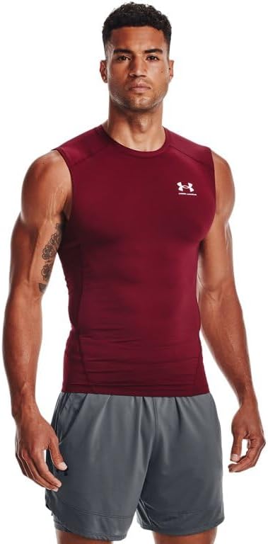 

Under Armour мужская футболка HeatGear без рукавов, Cardinal/White