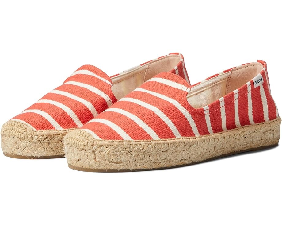 

Лоферы Soludos Platform Smoking Slipper, цвет Coral Stripe