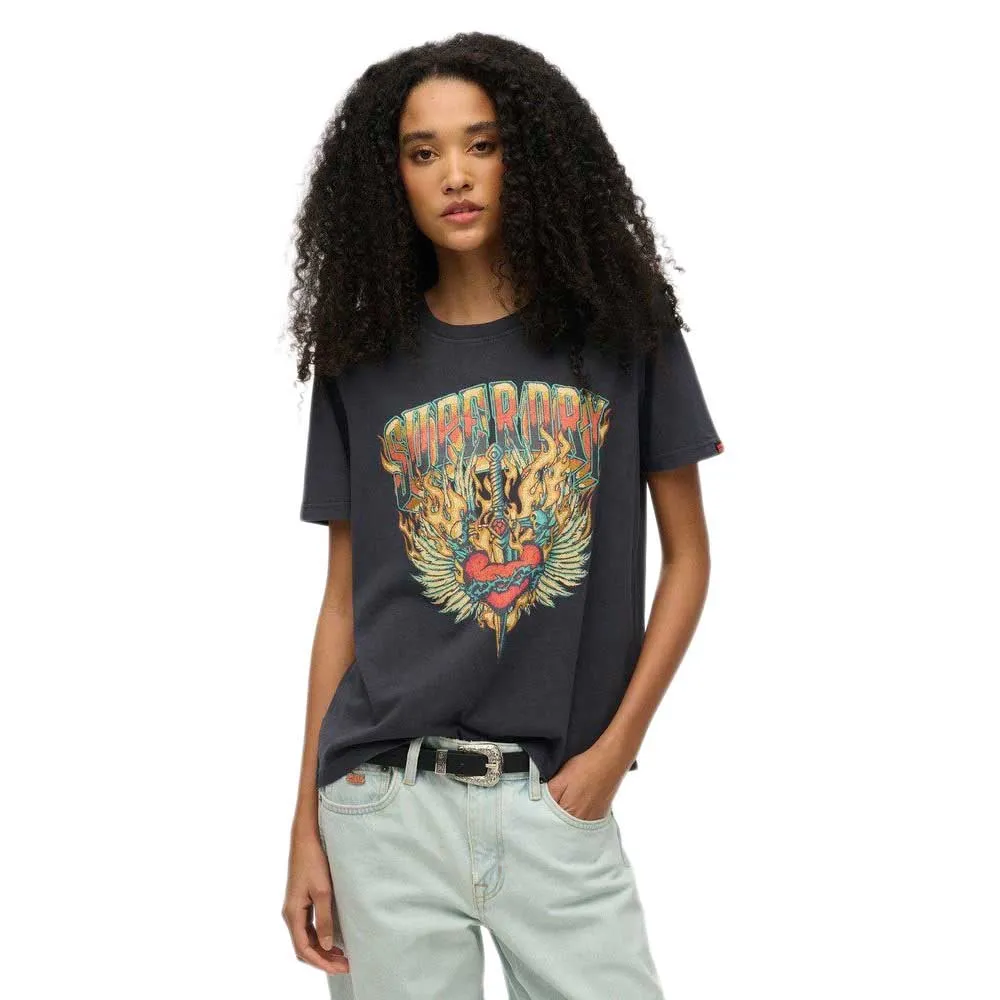 

Футболка с коротким рукавом Superdry Biker Rock Graphic Relaxed, черный