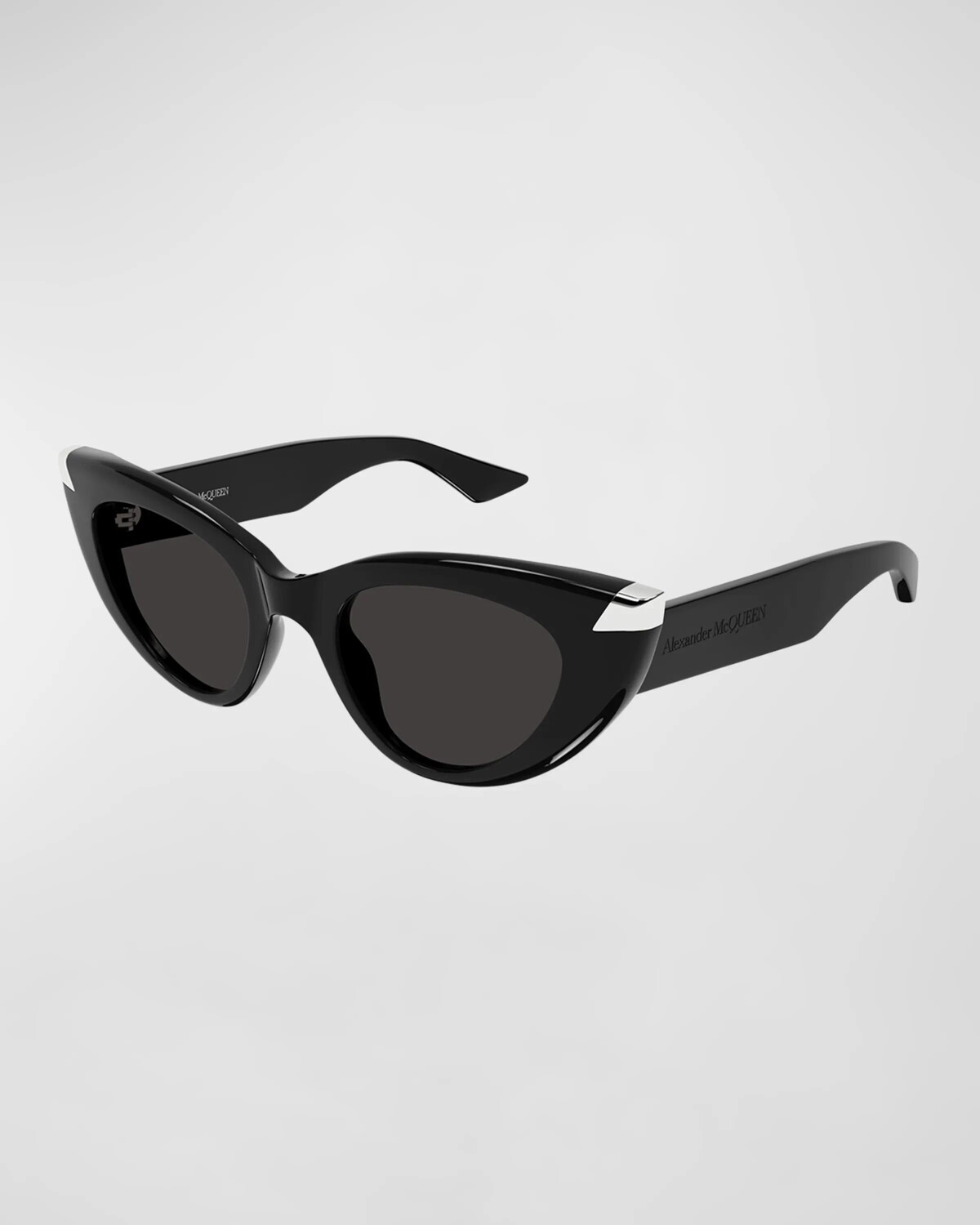

Изящные солнцезащитные очки «кошачий глаз» из ацетата Alexander McQueen, цвет Shiny Solid Black