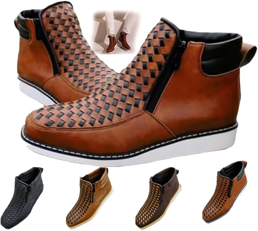 

Мужские ковбойские сапоги ручной работы в западном стиле, с квадратным носком, кожаные, плетеные, слипоны, для походов Generic, коричневый