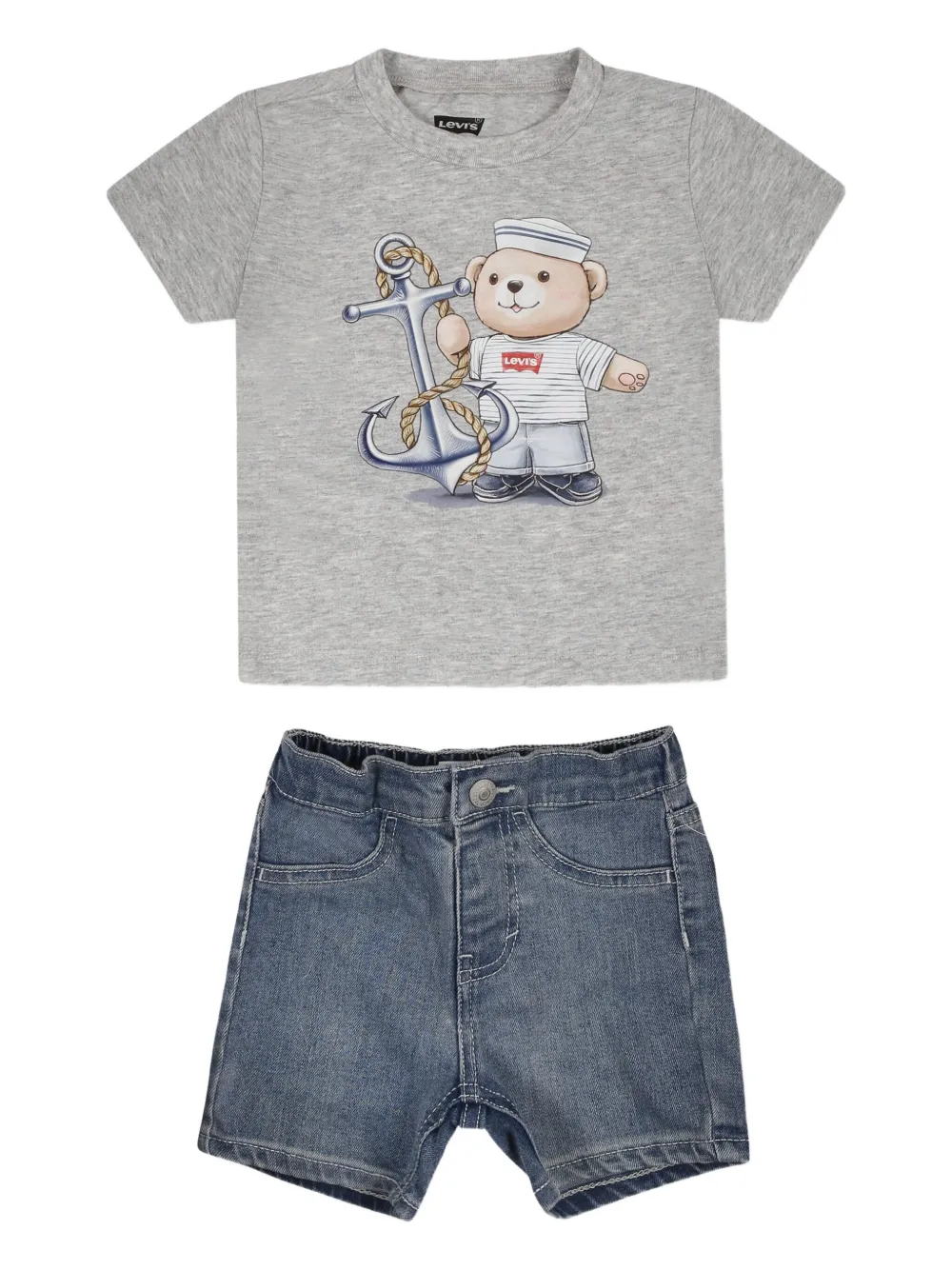

Комплект из футболки и шортов с принтом Levi's Kids, серый