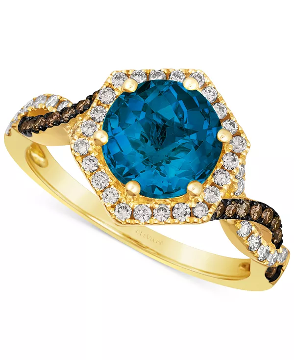 

Кольцо-Гало с аметистом виноградной лозы (1-3/4 карата tw) и бриллиантом (3/8 карата tw) из 14-каратного розового золота (также с топазом цвета морской волны) Le Vian, none