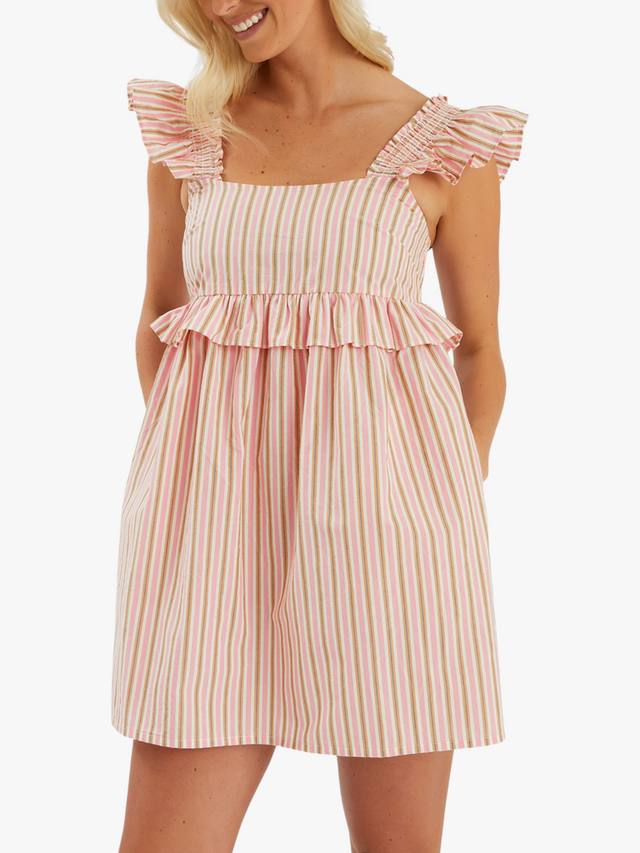 

Бесплатное платье-мини в полоску с рюшами Accessorize, Pink