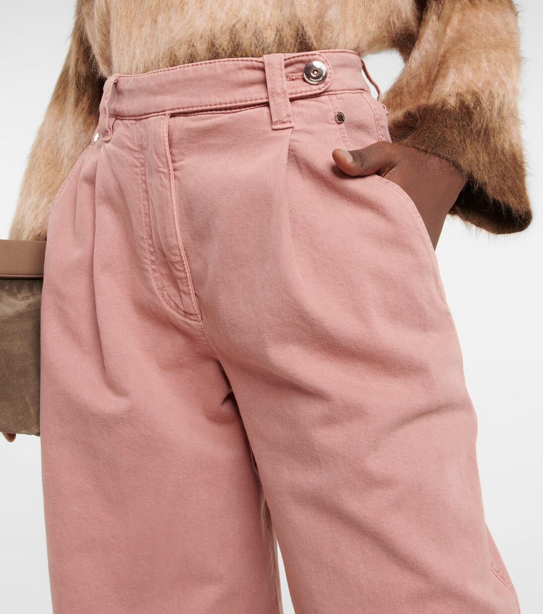 Прямые джинсы с высокой талией Brunello Cucinelli, Pink Coral — фото 4
