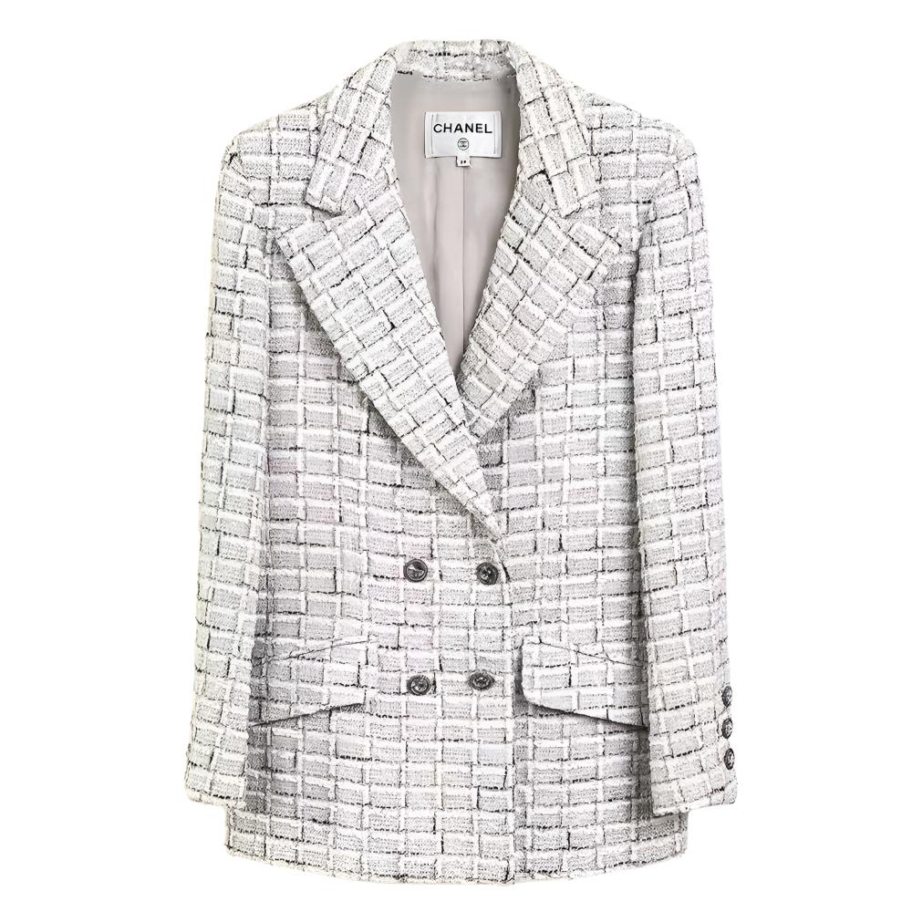 

CHANEL Женский пиджак деловой костюм светло-серый, Light Gray