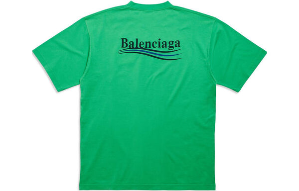 Футболка political campaign t-shirt large fit 'green black blue' Balenciaga, черный — фото 2