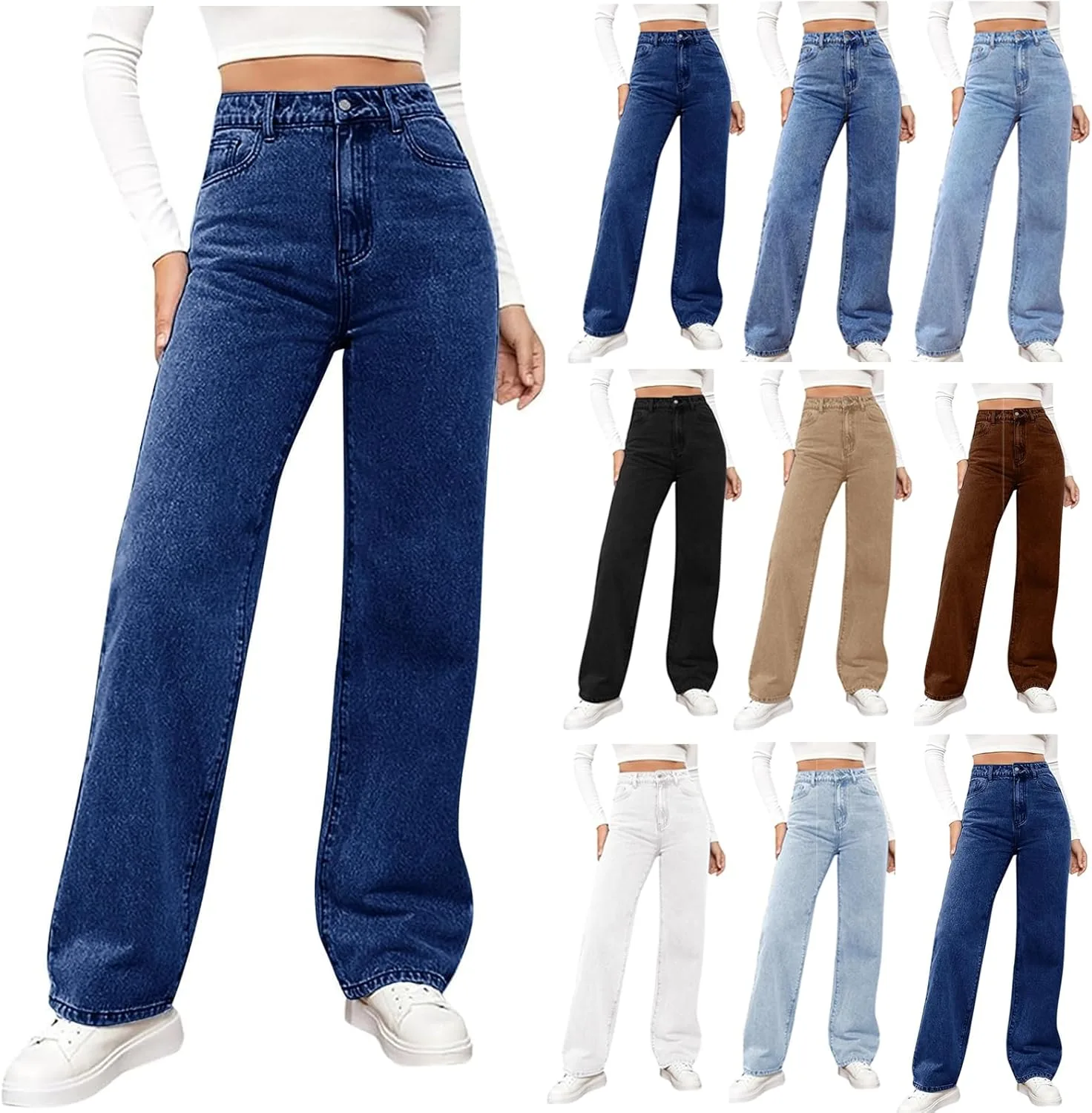 

Джинсы женские High Waisted Stretchy Straight Leg