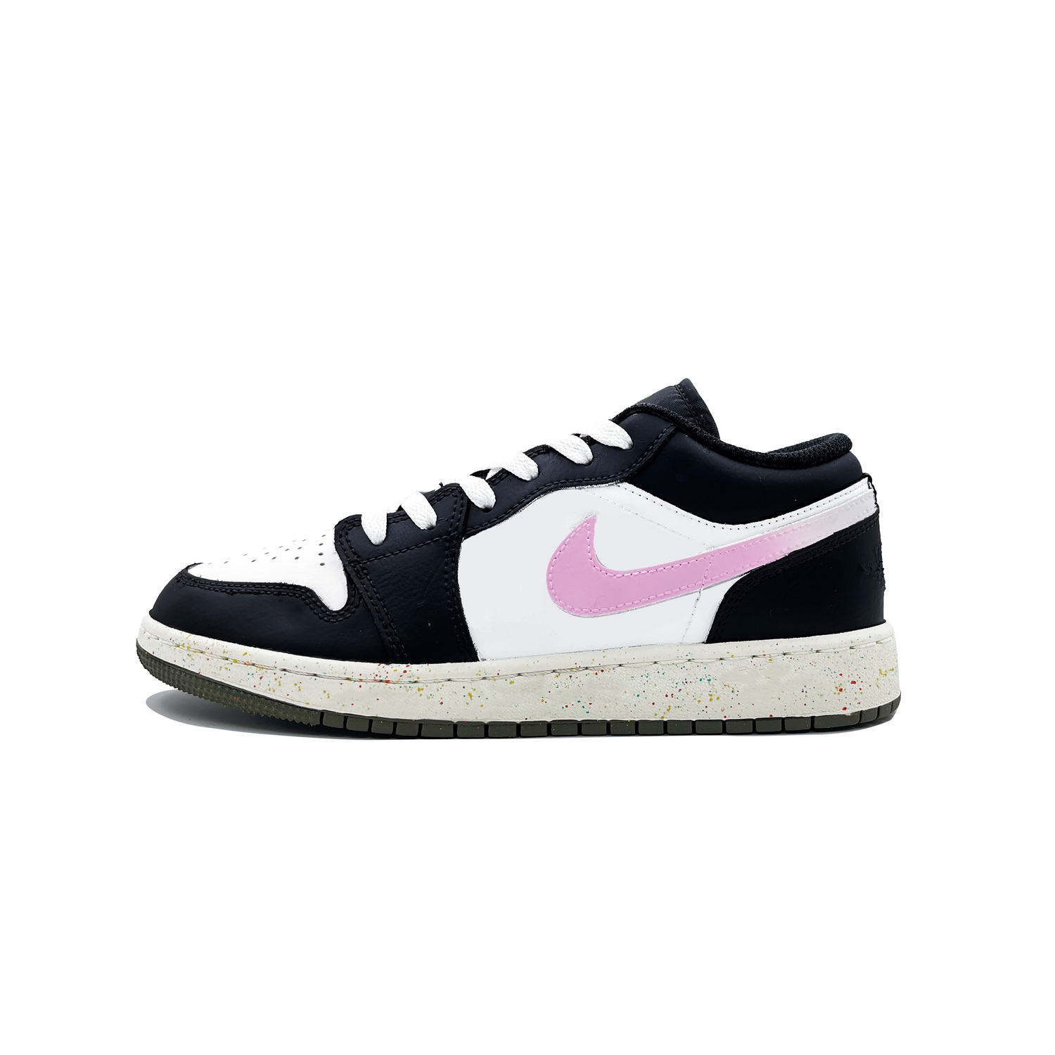 

Air 1 Panda Pink Slip Resistant Cushioning Abrasion Resistant Height Increasing Low top Jordan, черный/розовый