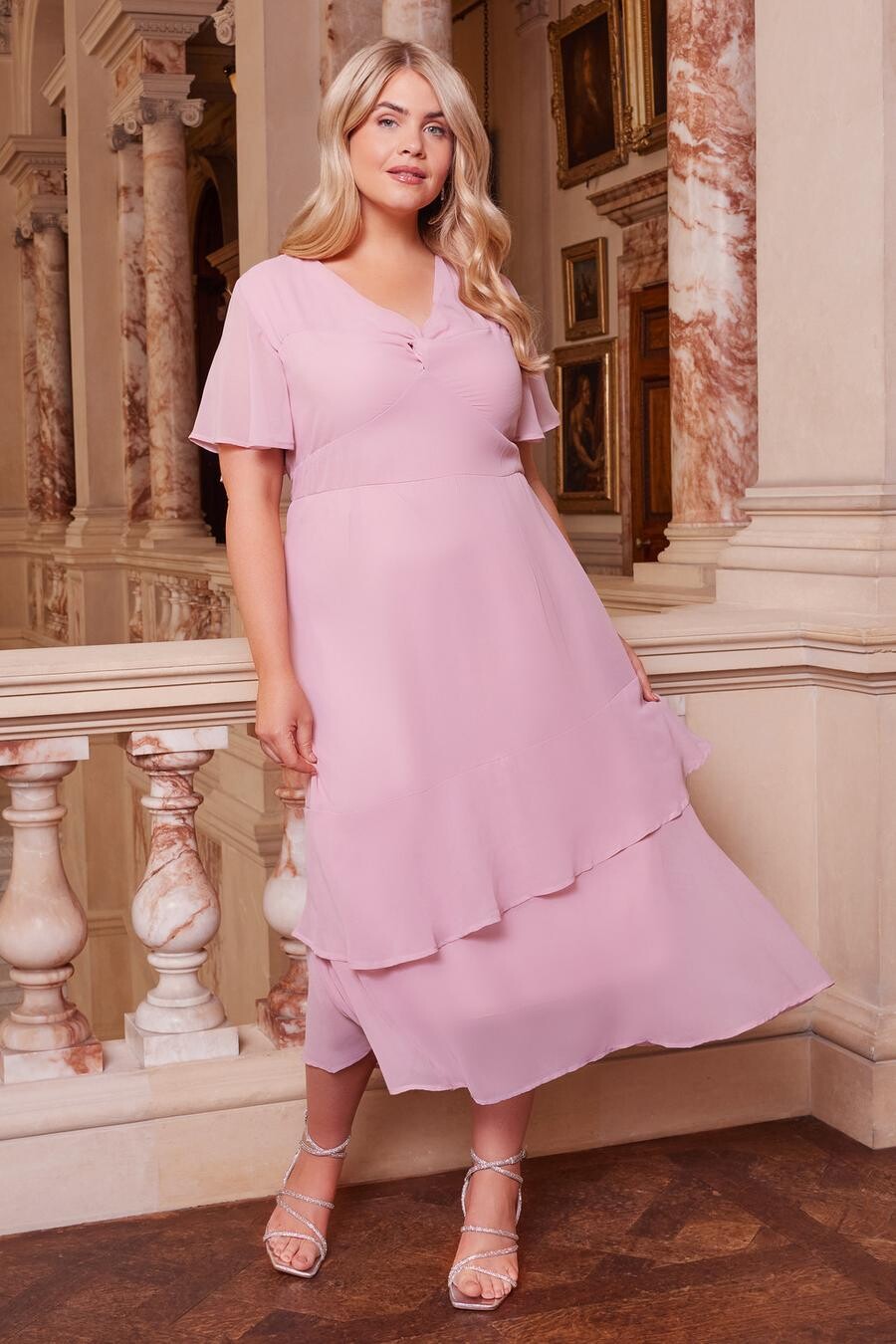 

Платье Curve Pink из шифона Midaxi QUIZ Clothing
