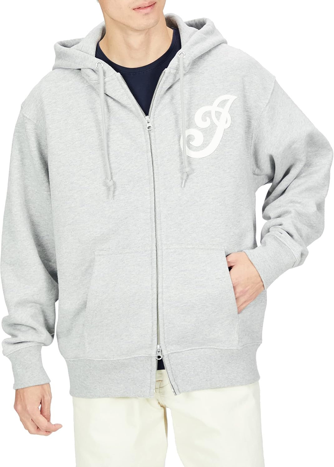 

Индийская толстовка с капюшоном, плотная, на молнии, с инициалами Indian, серый