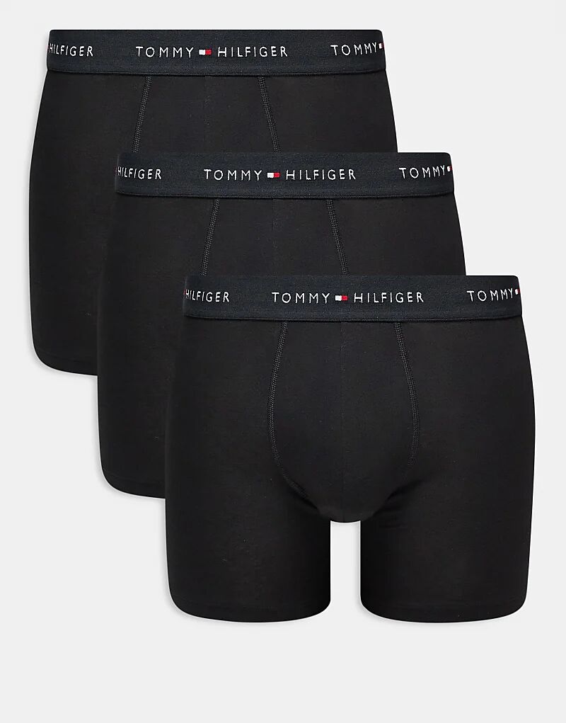 

Фирменные хлопковые трусы-боксеры Tommy Hilfiger, комплект из 3 пар, черного цвета