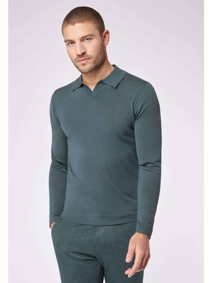 

Темно-зеленый вязаный свитер-поло с воротником-поло Roy Robson