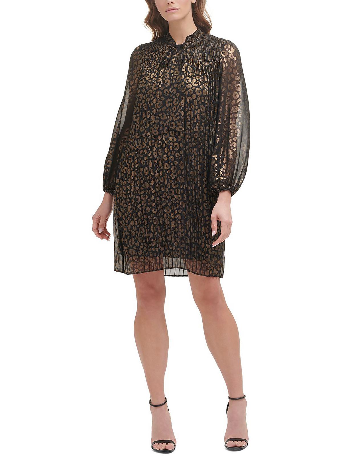 

Мини-платье с анималистичным принтом для женщин Petites DKNY, цвет black gold