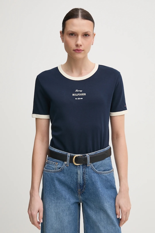 

Хлопковая футболка Tommy Hilfiger, темно-синий