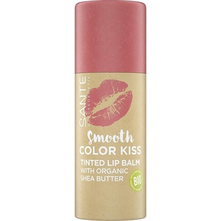 Тонированный бальзам для губ Smooth Color Kiss с органическим маслом ши 01 Мягкий коралл 8,5 г, Sante Naturkosmetik