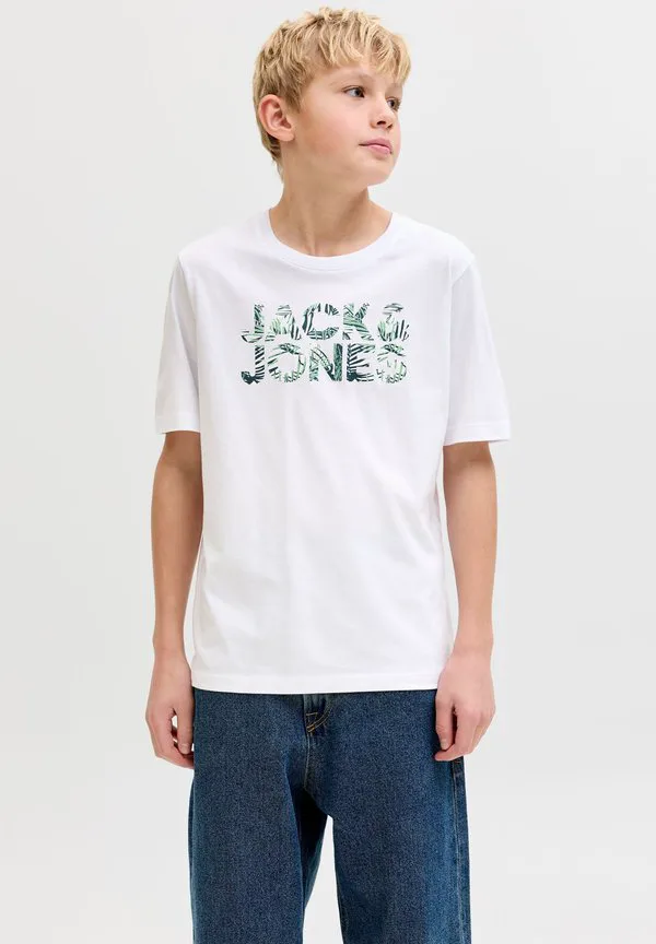 Футболка с логотипом jjejeff, размер ss, sn, jnr, с принтом. Jack & Jones Junior, White — фото 2