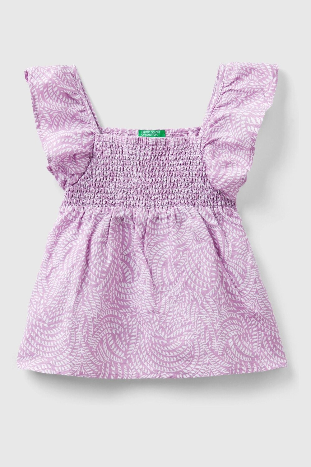 

Розовая льняная рубашка для девочки Benetton, розовый