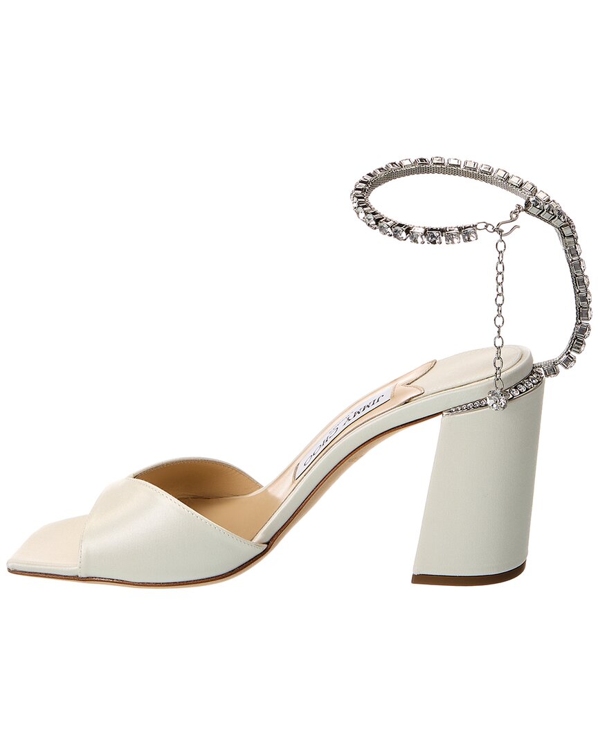Jimmy Choo Saeda 85 Satin Sandal, белый — фото 2