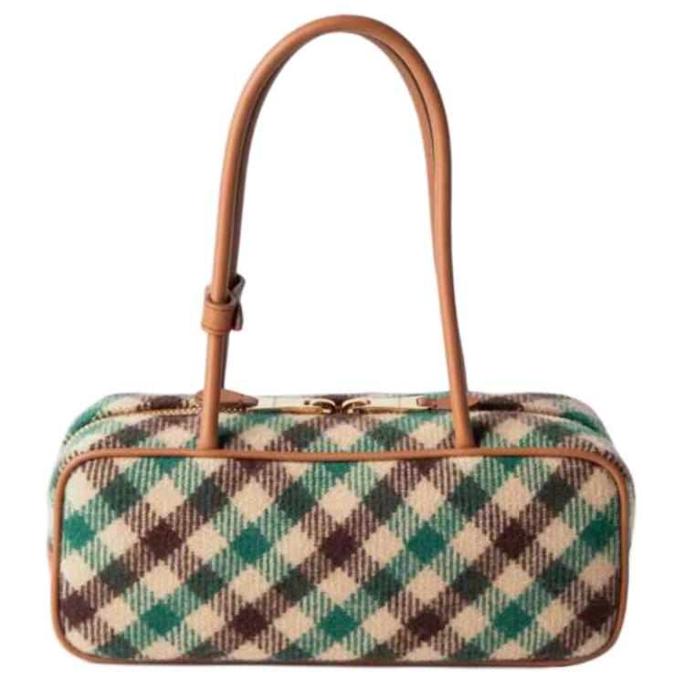 MIU MIU Кожаная наплечная сумка Beau Regular женская camel и green — фото 4