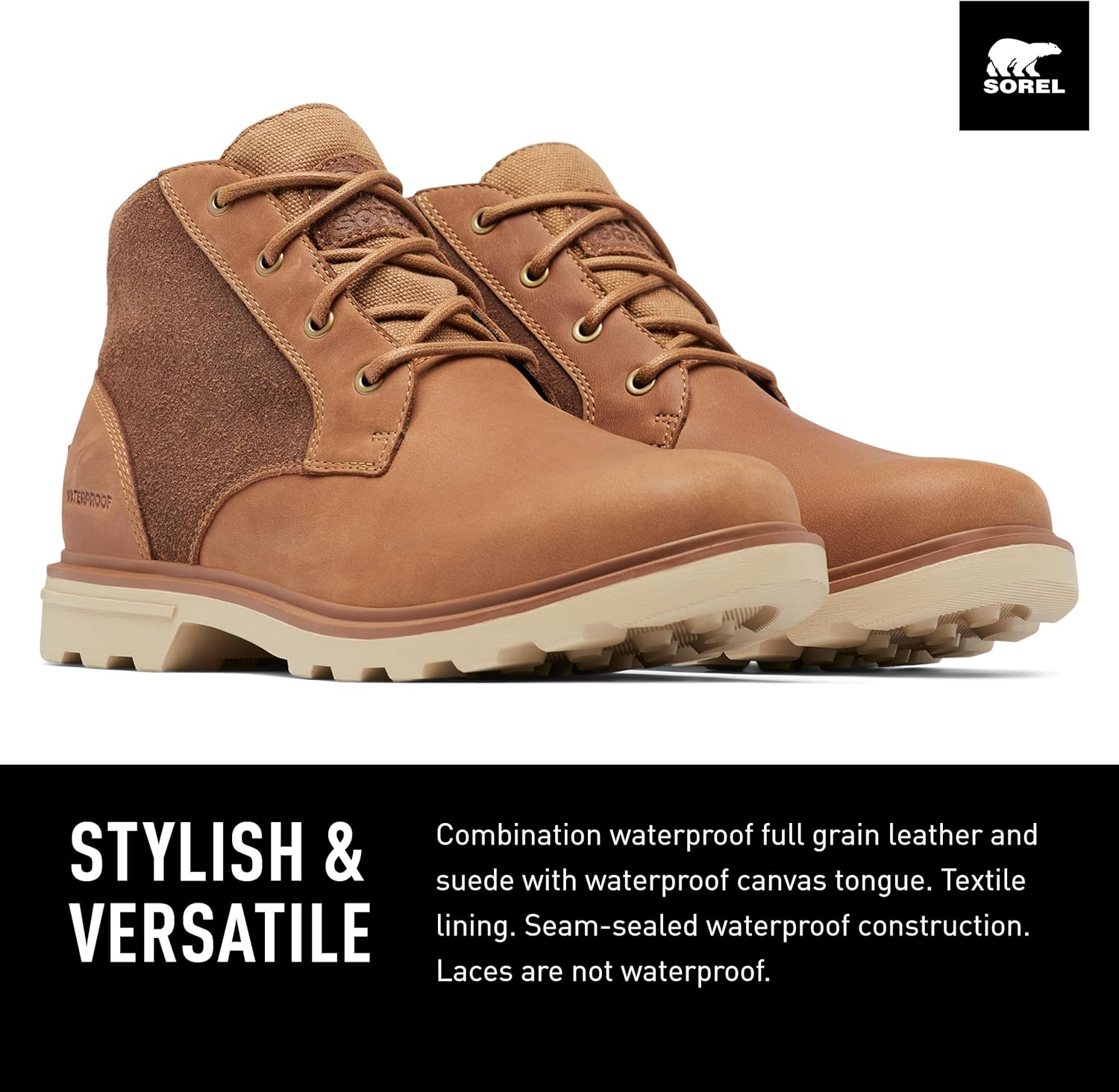 Мужские водонепроницаемые ботинки Sorel Carson Chukka, Elk, Oatmeal — фото 2