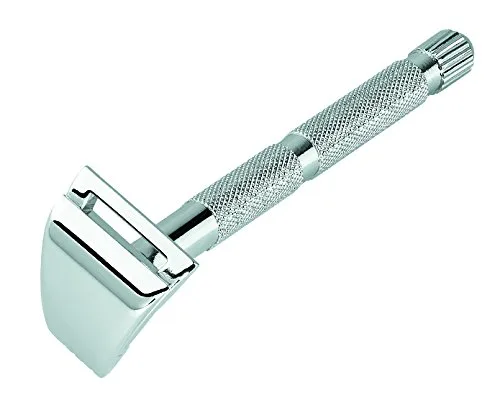 MERKUR 907C Precision Moustache & Eyebrow Razor - яркое хромирование, латунная ручка и литая цинковая головка, ультраузкий дизайн для точного контурирования и детального бритья, Chrome — фото 2