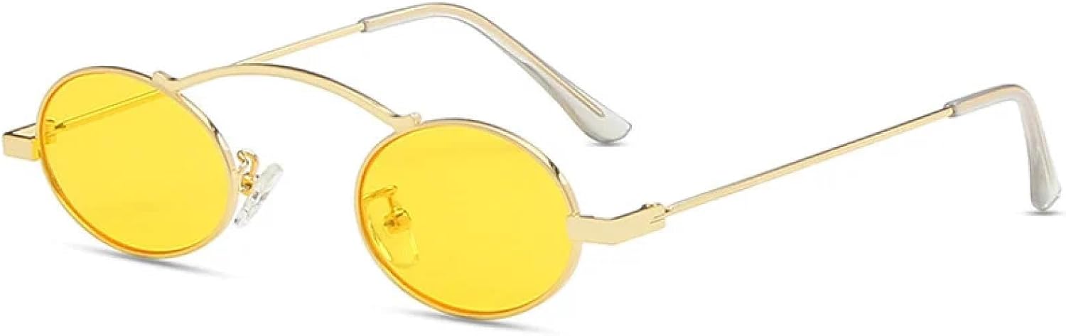 

Женские солнцезащитные очки в овальной оправе в стиле стимпанк с металлическими линзами и защитой от ультрафиолета UV400, мужские солнцезащитные очки в стиле панк DSVIGF, Golden Yellow