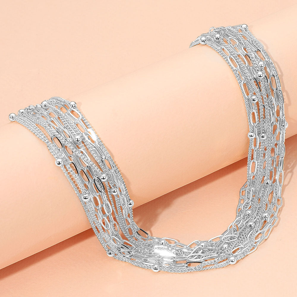 

Ожерелье из текстурированной металлической цепочки Fashnzfab, серебряный