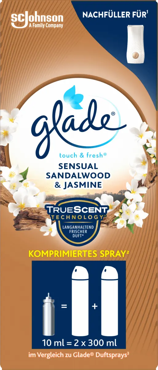 

Мини-спрей освежитель воздуха Touch Fresh Sensual Sandalwood Запасной пакет Жасмин 10 мл. glade