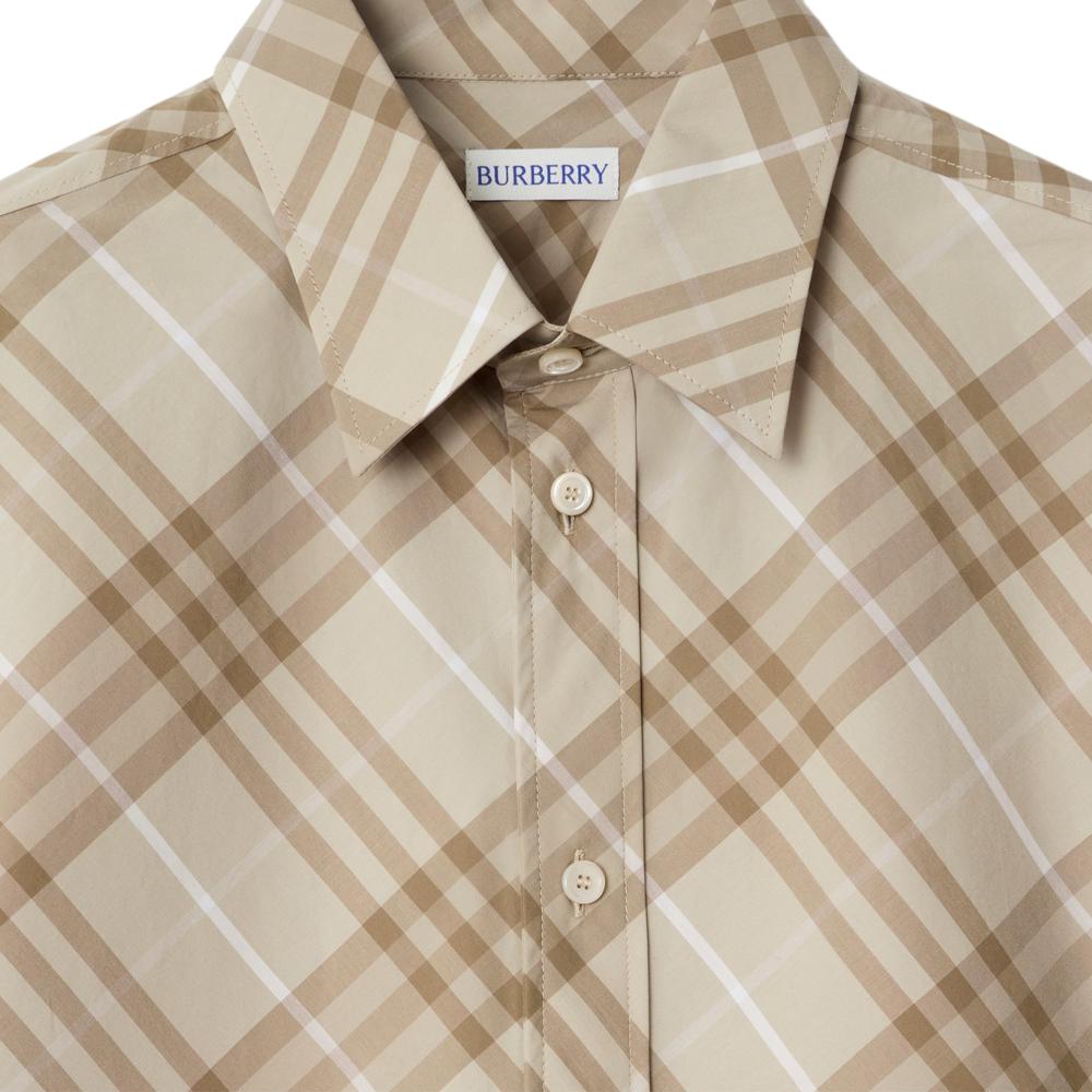 Рубашка Burberry клетчатая хлопковая, лаймово-серый — фото 4